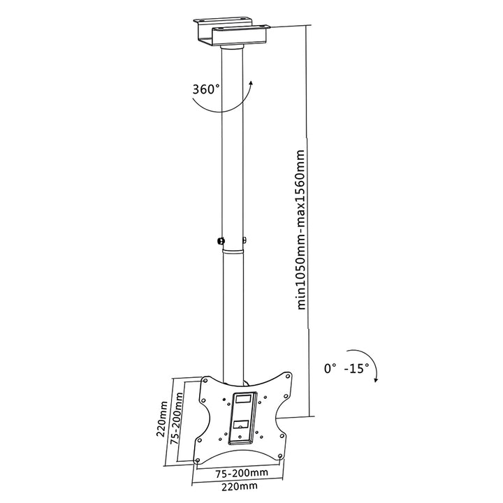 Support TV réglable montage au plafond 23-42" charge maximale 50kg VESA 200x200 Maclean MC-580