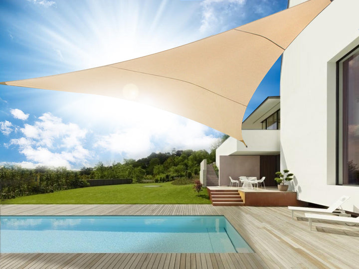 Toile solaire Voile ombrage triangle 5 m GreenBlue GB502 couleur crème