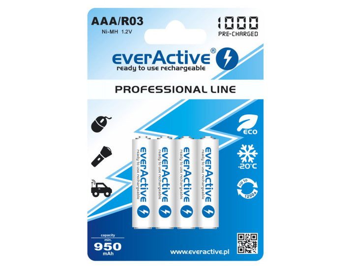 4x piles rechargeables R03 / AAA everActive