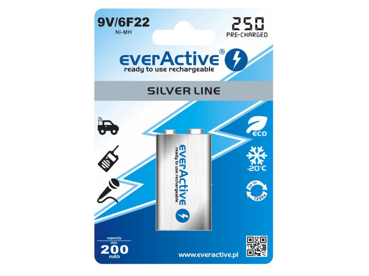 Batterie everActive Ni-MH 9V 6F22 250mAh Silver Line