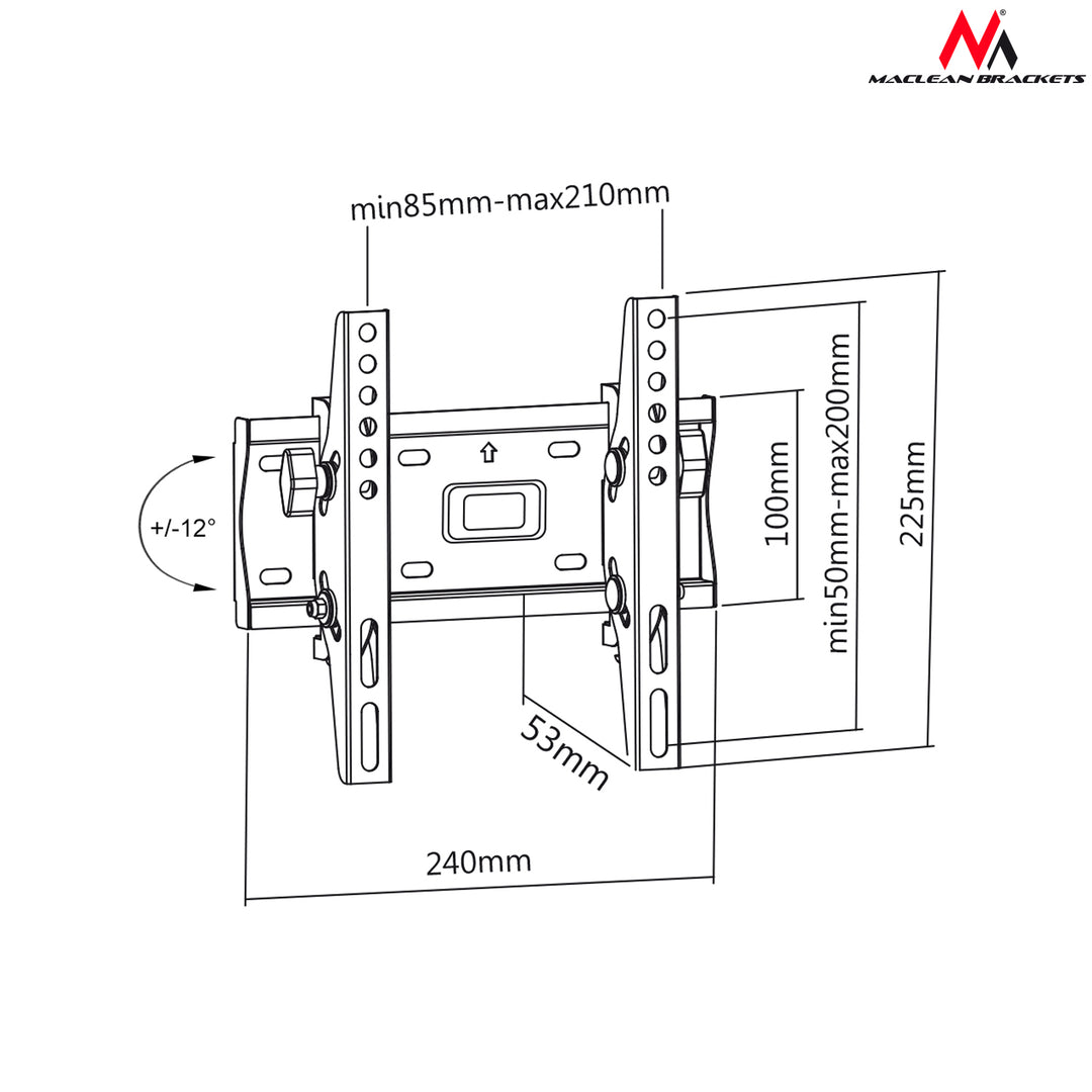 Support TV mural reglable 23-42" charge maximale 30kg Maclean MC-667