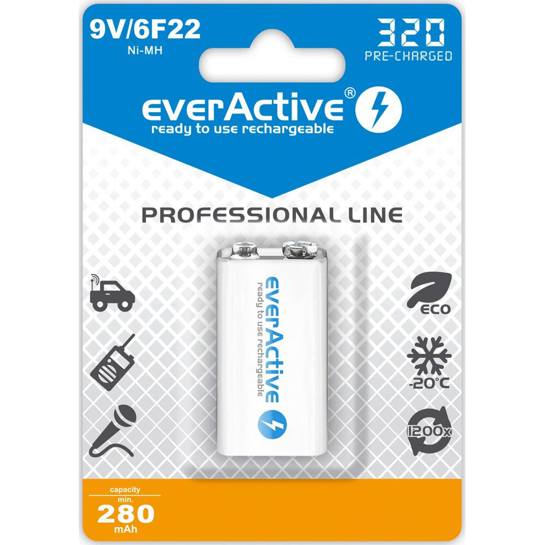 Batterie rechargeable 6F22 / 9V Ni-MH 320mAh EverActive