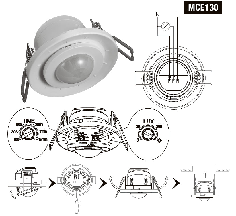 Capteur de mouvement infrarouge PIR pour lampe Maclean Energy MCE130