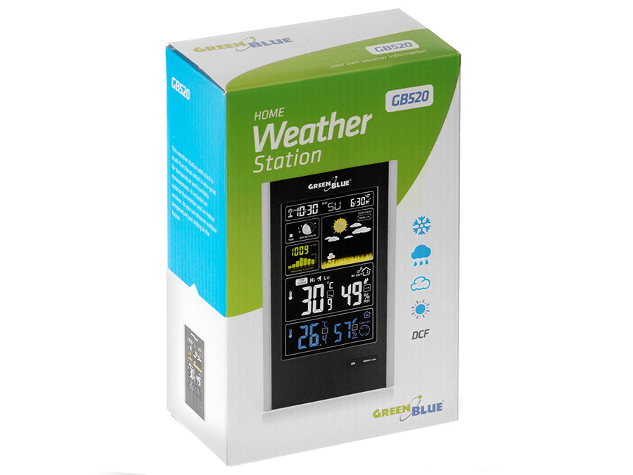 Station météo sans fil DCF avec phase de lune USB GreenBlue GB520