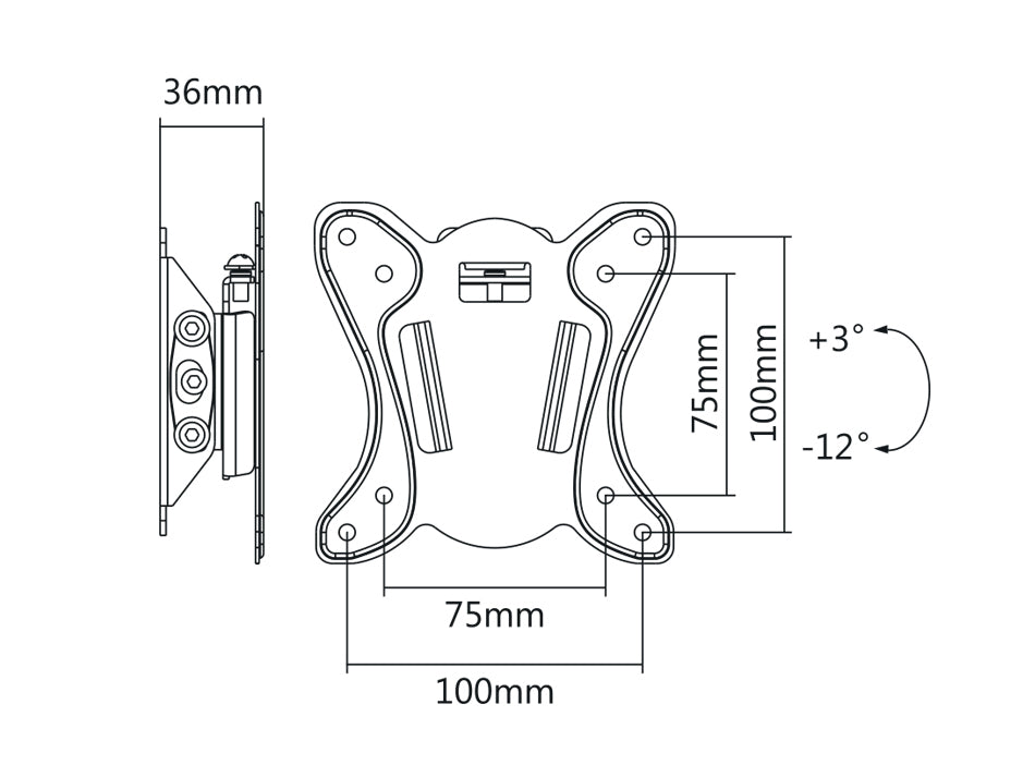 Support mural réglable pour téléviseur ou écran 13-27 " 25kg Maclean MC-715