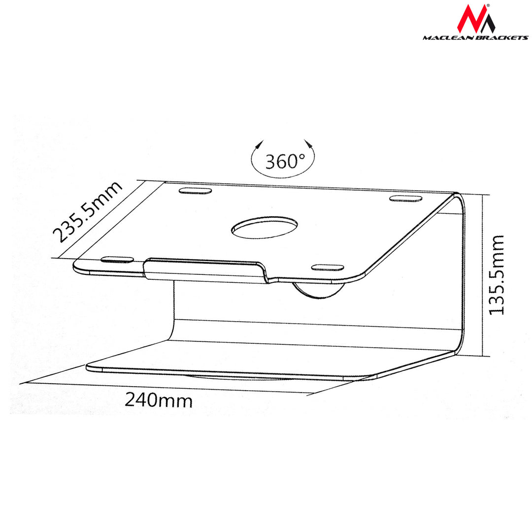 Support pour ordinateur portable en aluminium Maclean MC-730