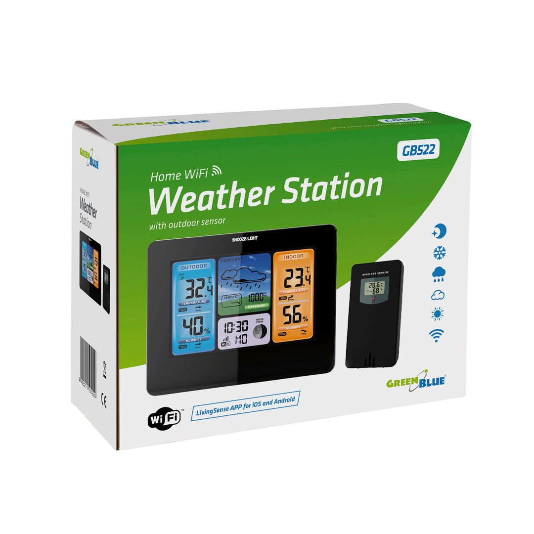 Station météo contrôlée sans fil avec WiFi GreenBlue GB522