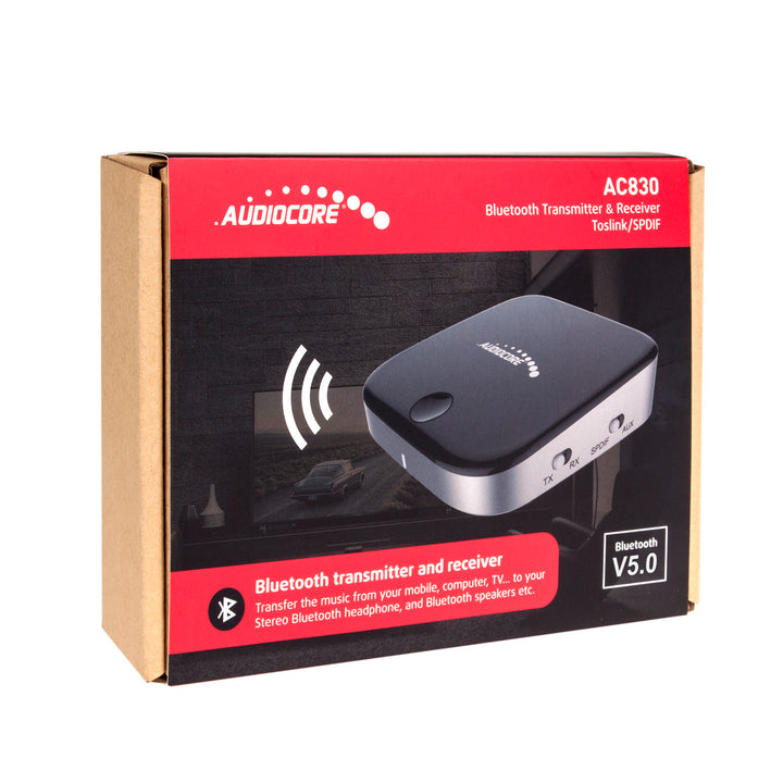 Adaptateur Bluetooth émetteur et récepteur Audiocore AC830 et récepteur avec Toslink (SPDIF) et AUX / connexion.