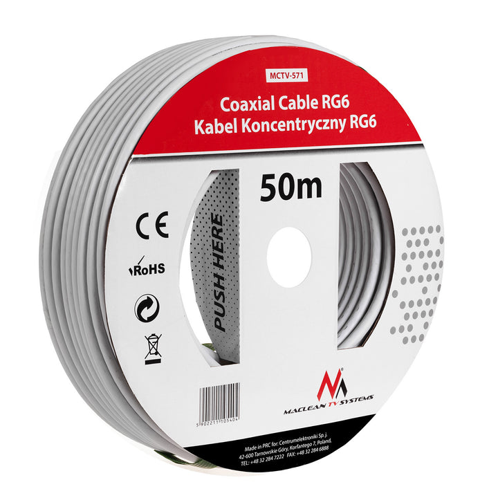 Câble coaxial satellite Maclean MCTV-571 1.0CCS RG6