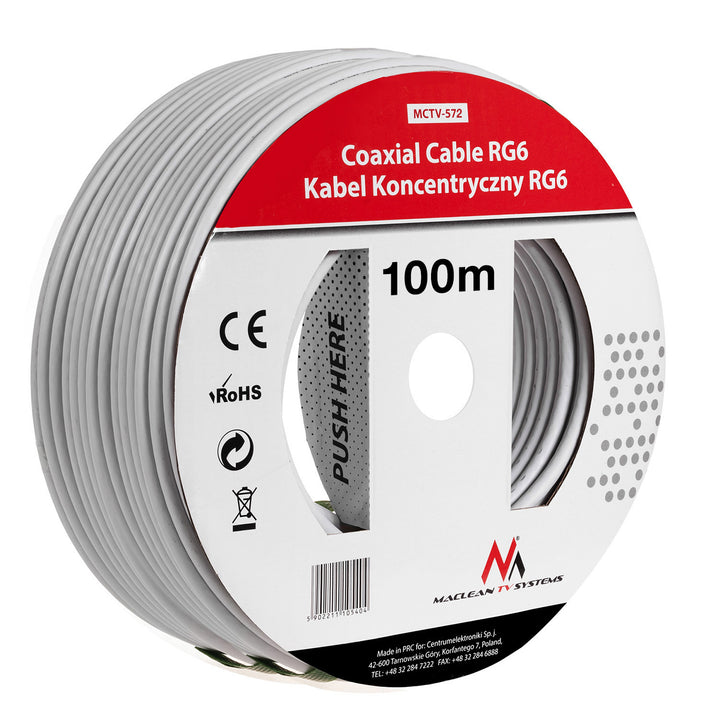 Câble coaxial satellite Maclean MCTV-571 1.0CCS RG6