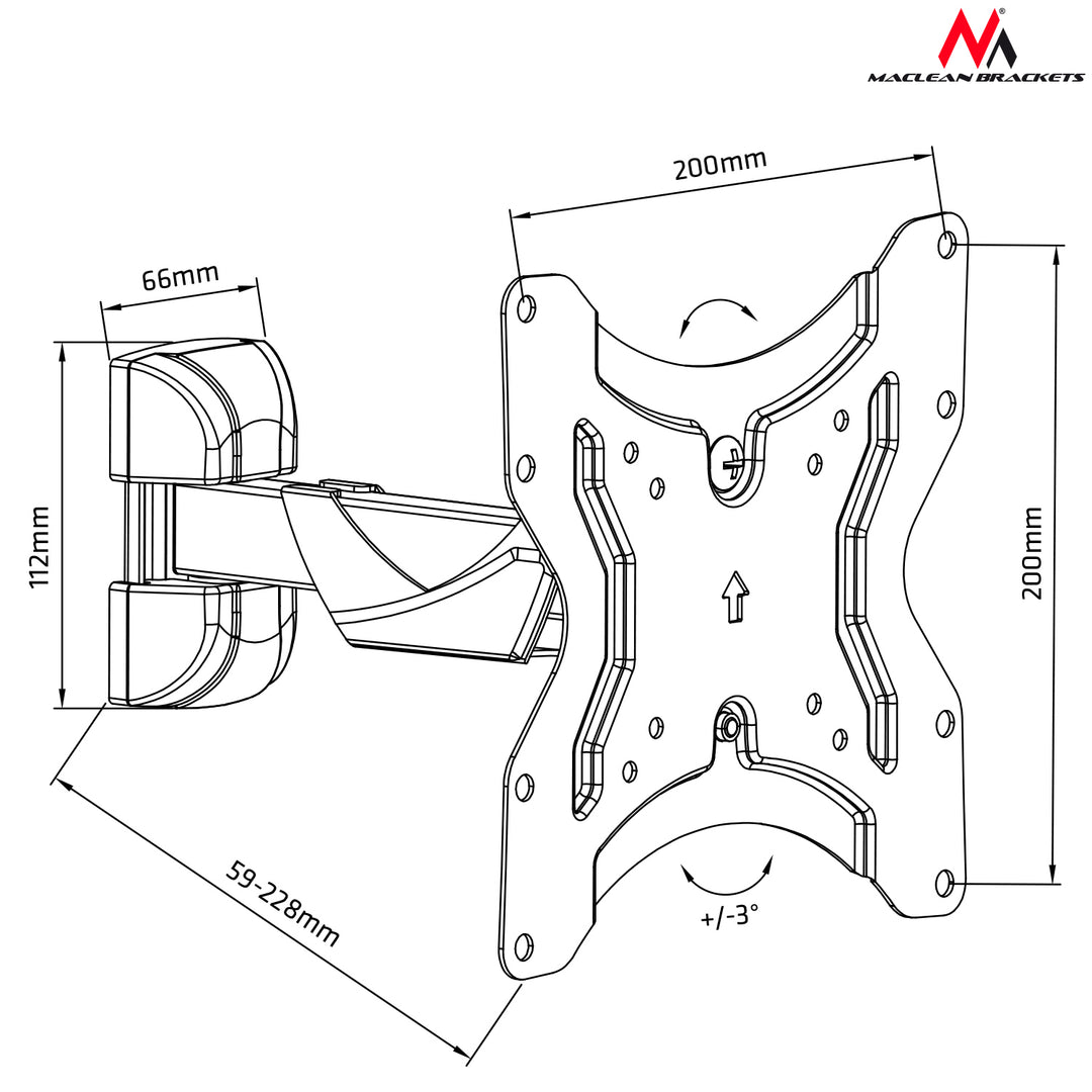 Support TV LCD LED 13-42'' charge maximale 25 kg Maclean MC-741