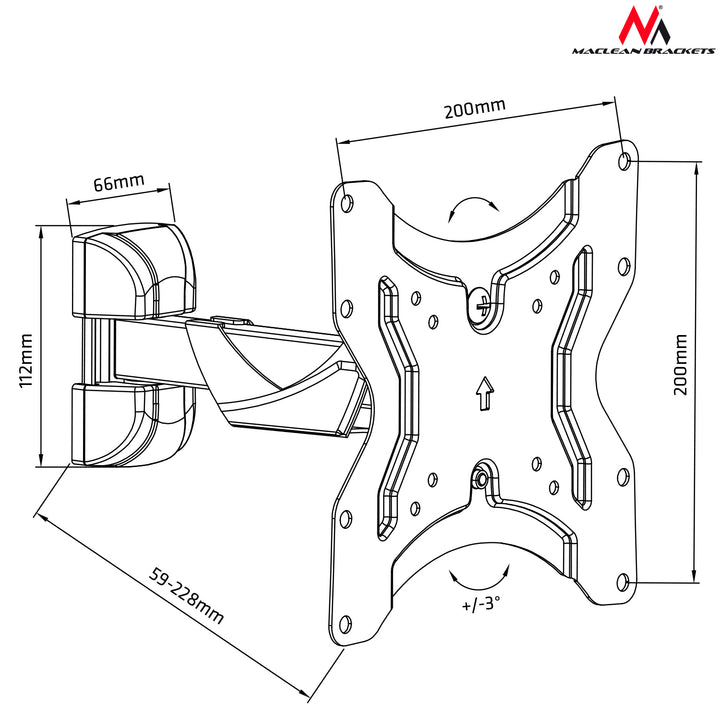 Support TV LCD LED 13-42'' charge maximale 25 kg Maclean MC-741