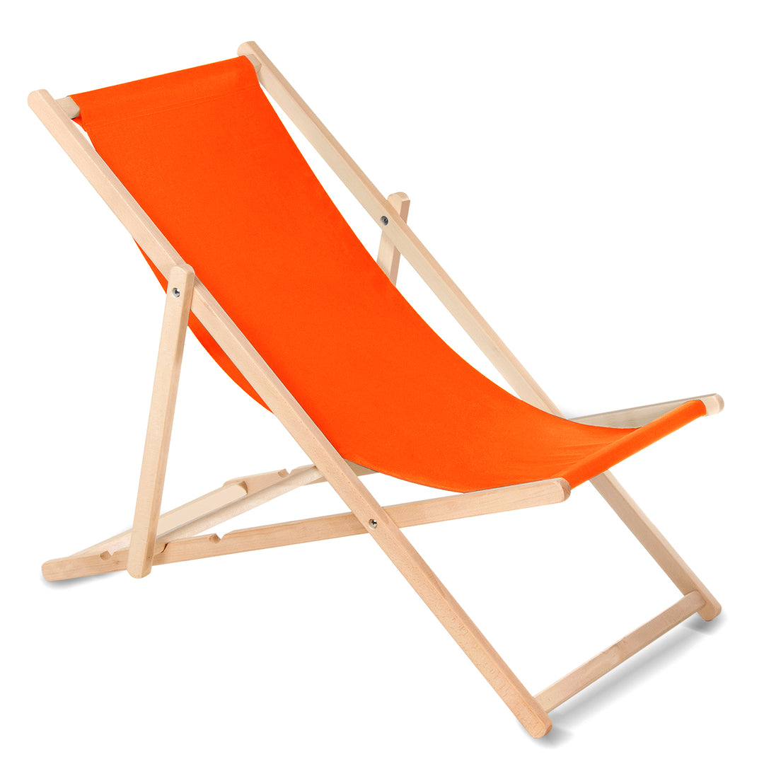 Chaise longue bain de soleil pliante à dossier réglable couleur orange