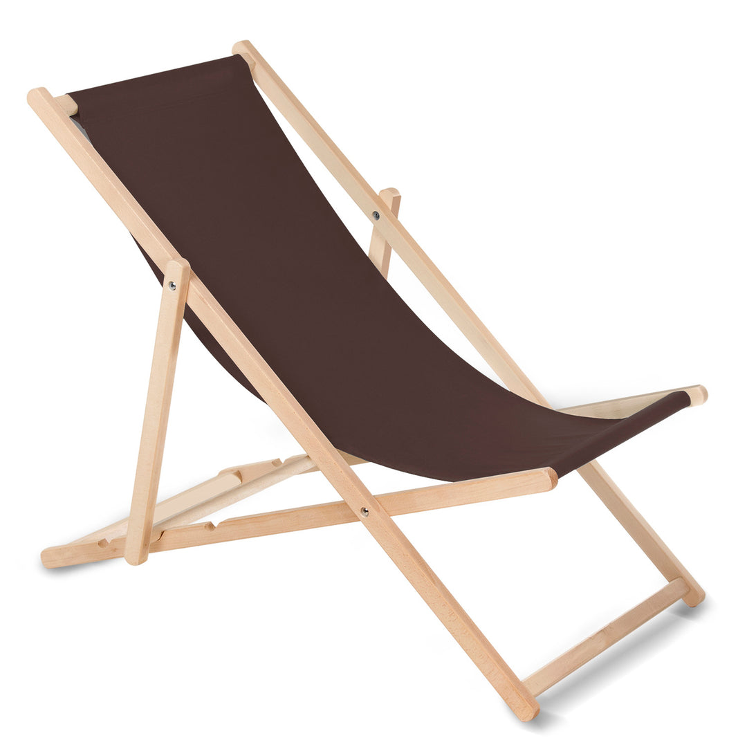 Chaise longue bain de soleil pliante à dossier réglable couleur marron