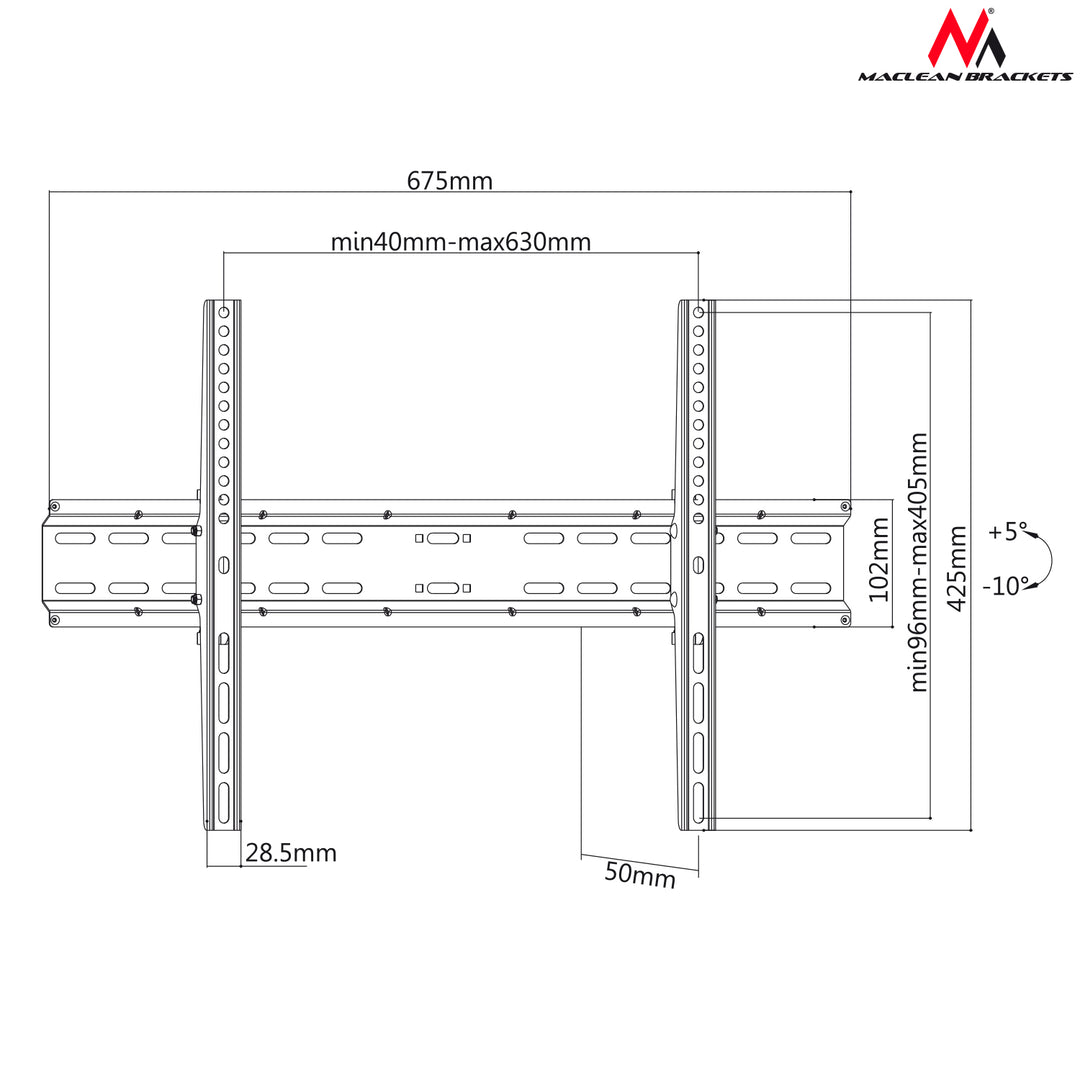 Support TV fixation murale  charge maximale 37-70" 35kg Maclean MC-749