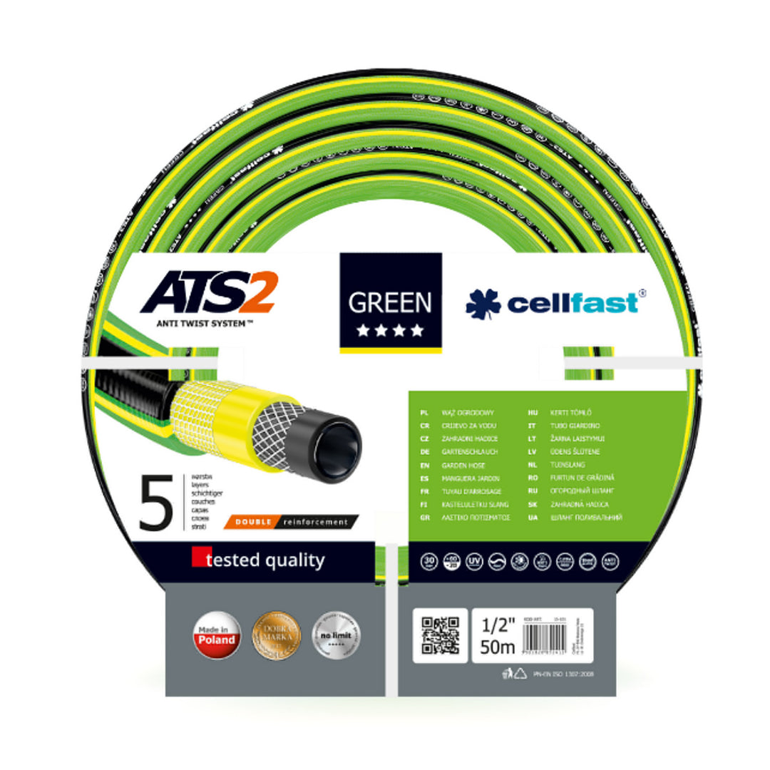 Tuyau d;arrosage Cellfast 1/2'' 50m 5 couches  ATS2 ™  double tresse