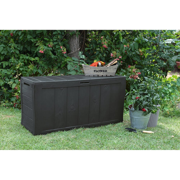 Coffre de rangement en plastique mobilier de jardin Keter Sherwood 270L anthracite