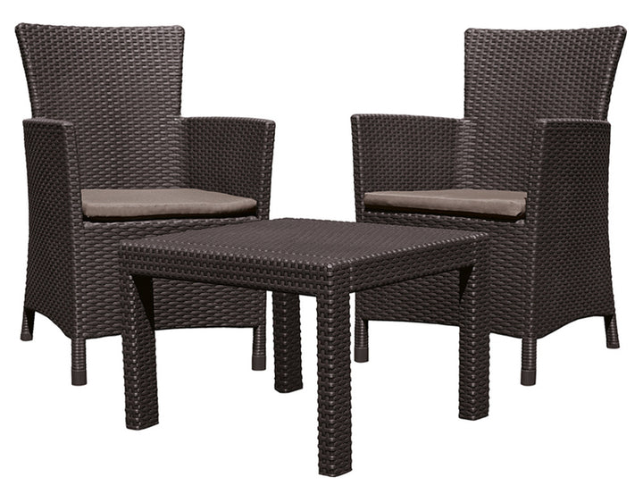 Table et Chaises de Jardin 2 Fauteuils et 1 Table Salon de Jardin Extérieur Marron