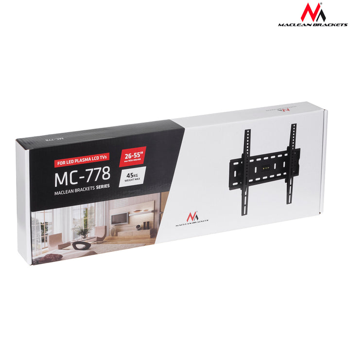 Support TV mural 26-65" charge maximale 45kg  Maclean MC-778 noir