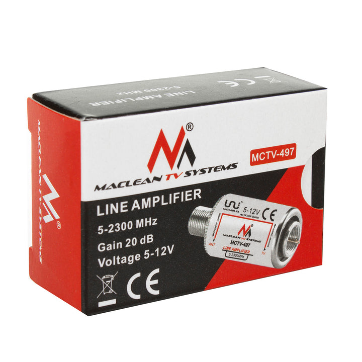 Amplificateur linéaire d'antenne DVB-T / T2 20dB 5-12V large bande 5-2300 MHz Maclean MCTV-497