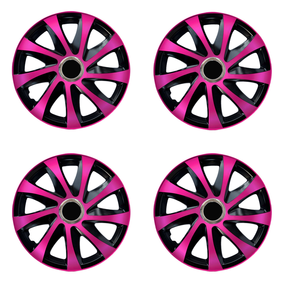 15" NRM DRIFT Extra rose/noir enjoliveurs universels 4 pièces