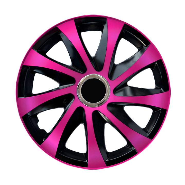 15" NRM DRIFT Extra rose/noir enjoliveurs universels 4 pièces