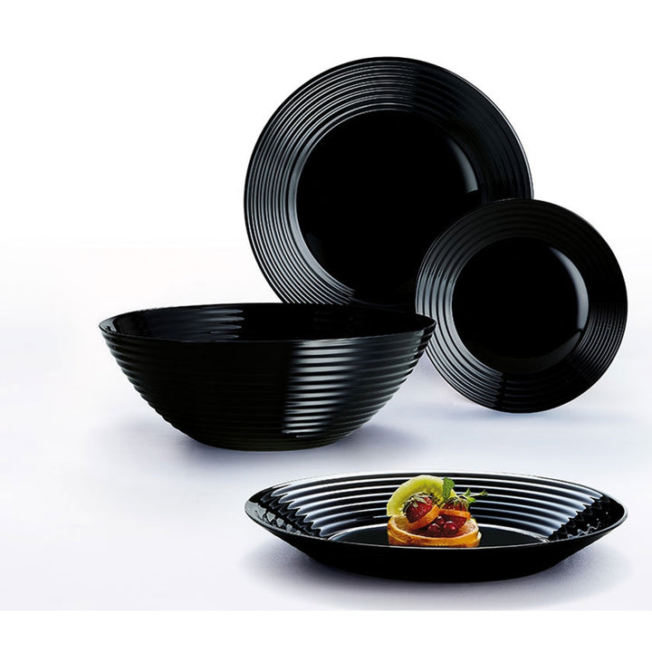 Ensemble d'assiettes 19el Luminarc Harena noir verre trempé