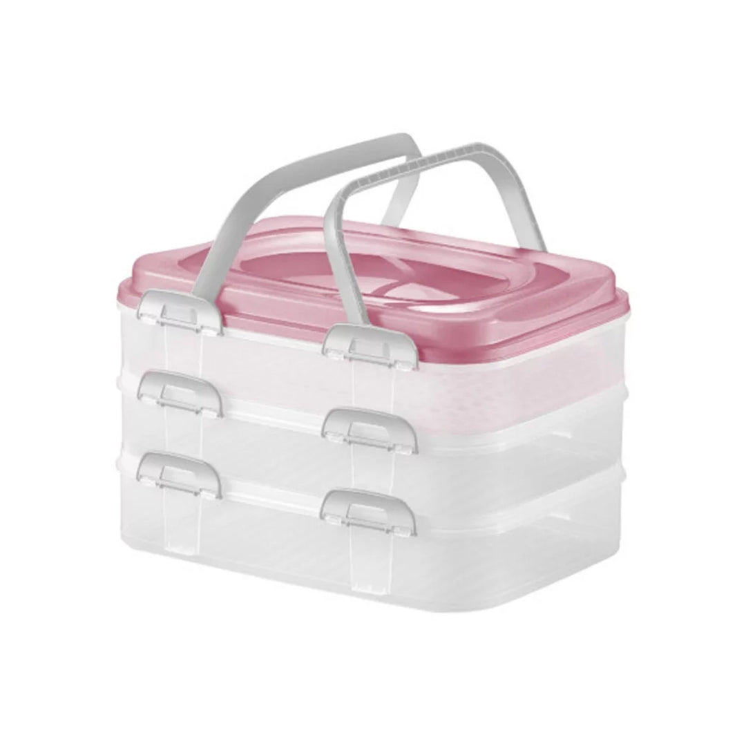 Conteneur alimentaire Domotti Dolce mix trois étages bleu