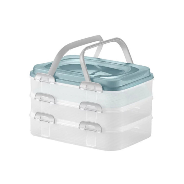 Conteneur alimentaire Domotti Dolce mix trois étages bleu