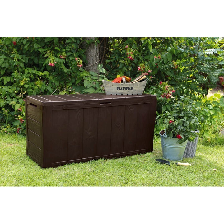 Coffre de rangement en plastique mobilier de jardin Keter Sherwood 270L marron