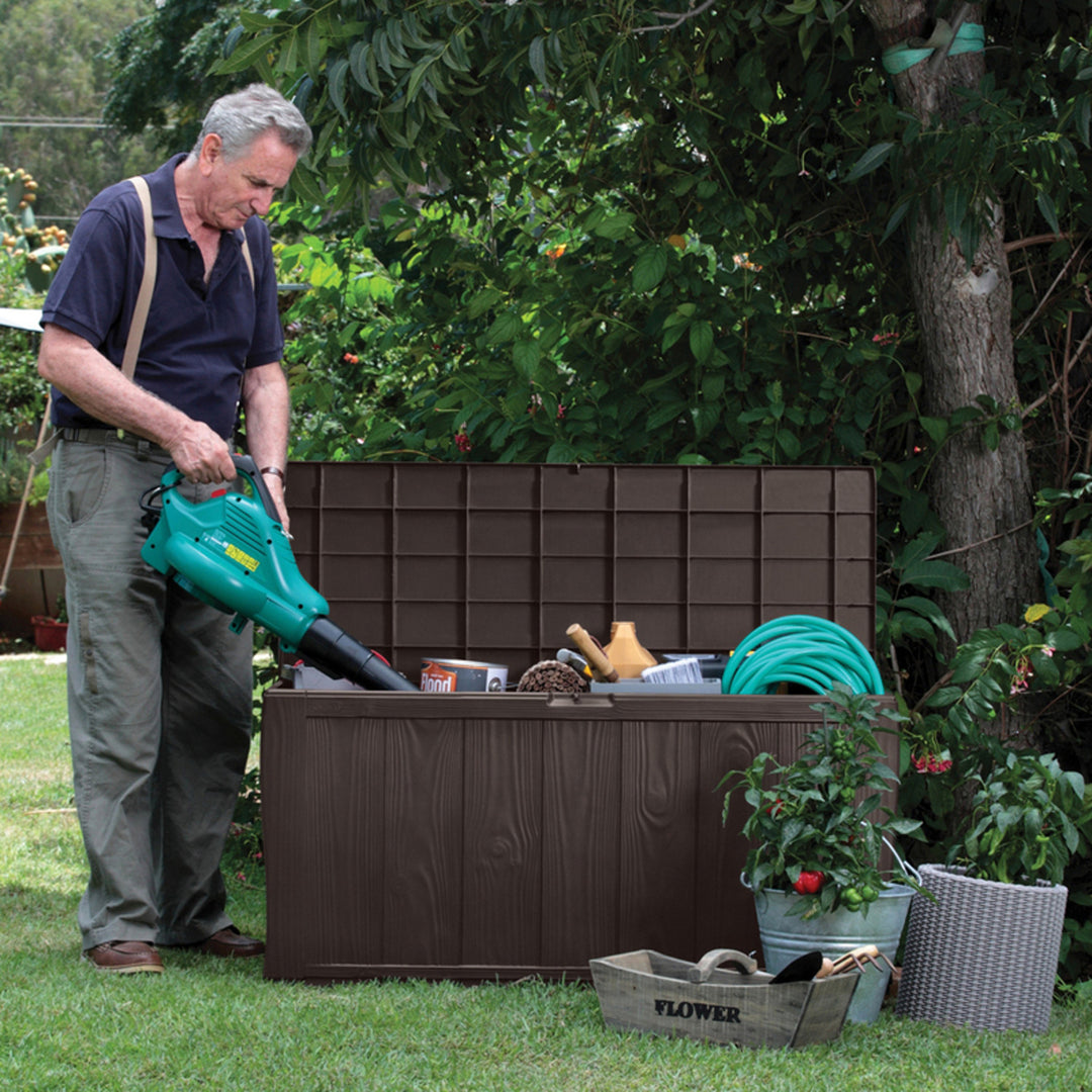 Coffre de rangement en plastique mobilier de jardin Keter Sherwood 270L marron