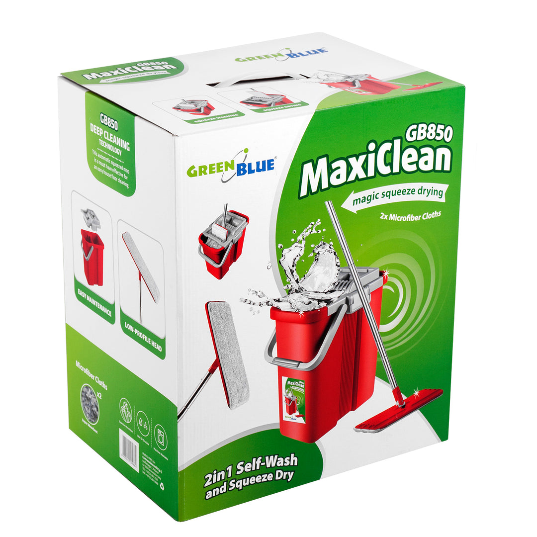 Kit de nettoyage vadrouille plate avec rides + deux morceaux de microfibre HQ GreenBlue Maxiclean GB850