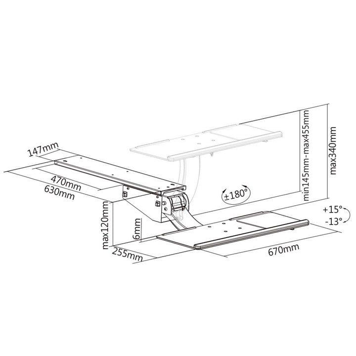 Support pour clavier et souris reglable Maclean Brackets MC-795