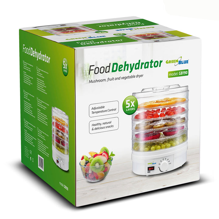 Déshydrateur alimentaire séchoir pour fruits, légumes et champignons GreenBlue GB190