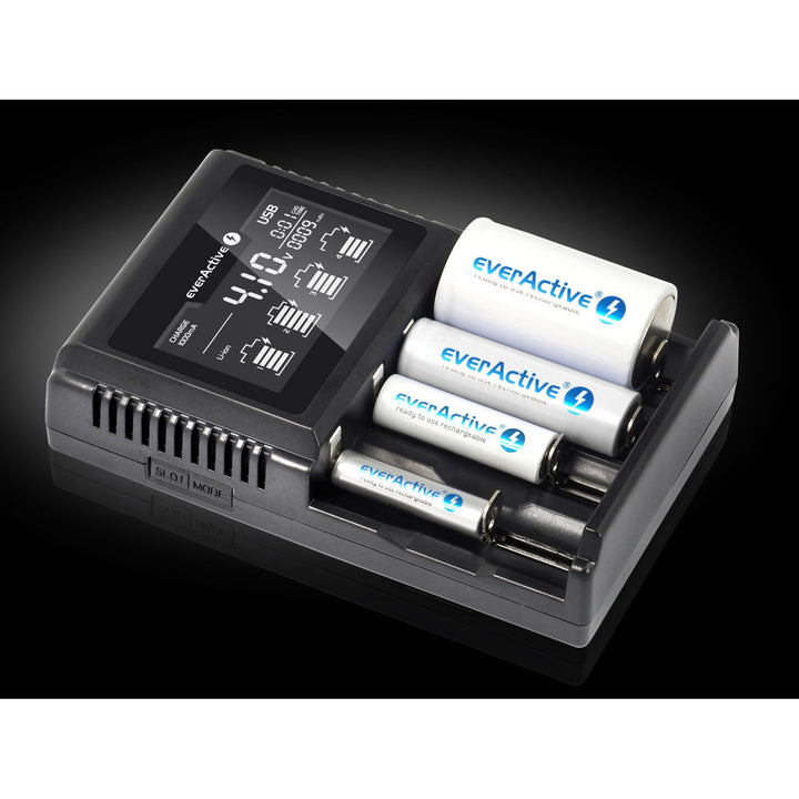 Chargeur pour batteries rechargeables cylindriques Li-ion et Ni-MH everActive UC-4000