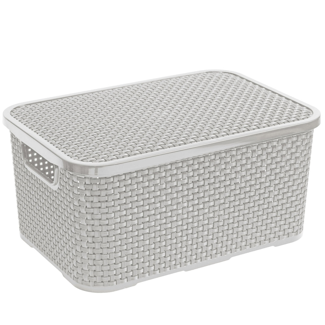 Panier en rotin BranQ avec couvercle 10L matière: plastique, couleur grise