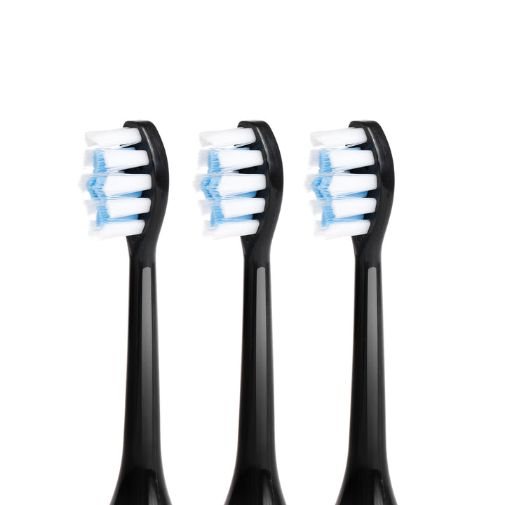 Brosse à dents sonique noire avec étui de transport, 5 modes, minuterie, 3 niveaux de puissance, 3 bouts Promedix PR-750 B