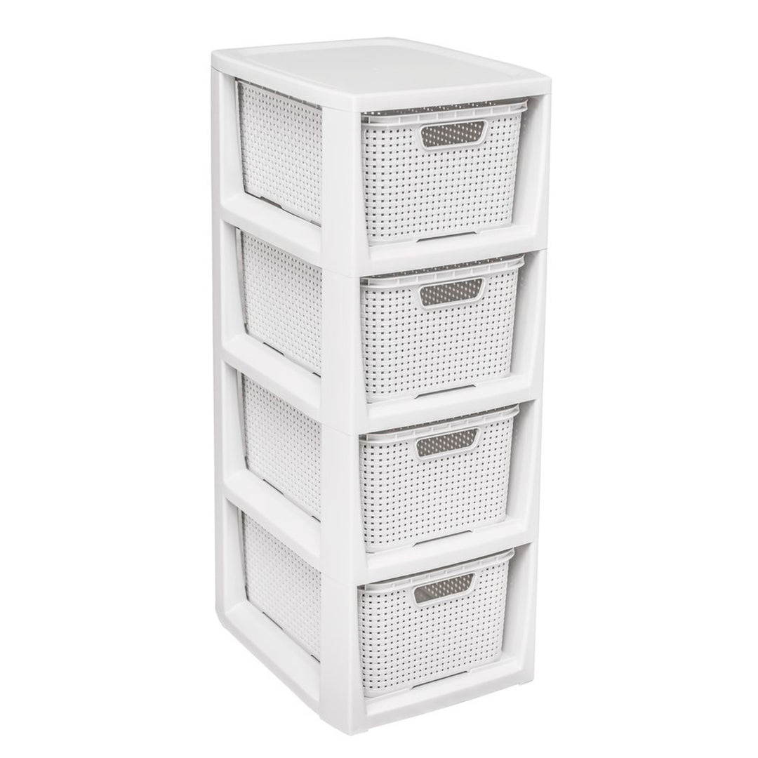 Etagère avec 4 paniers blanc antique, haute qualité BranQ