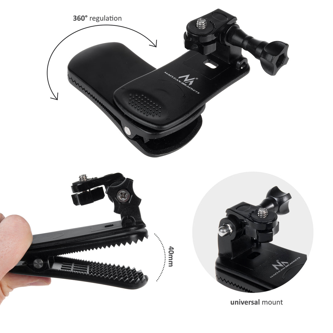 Support universel, fixation pour caméras GoPro, Xiaomi, Ekken, SJCam et autres Maclean MC-820