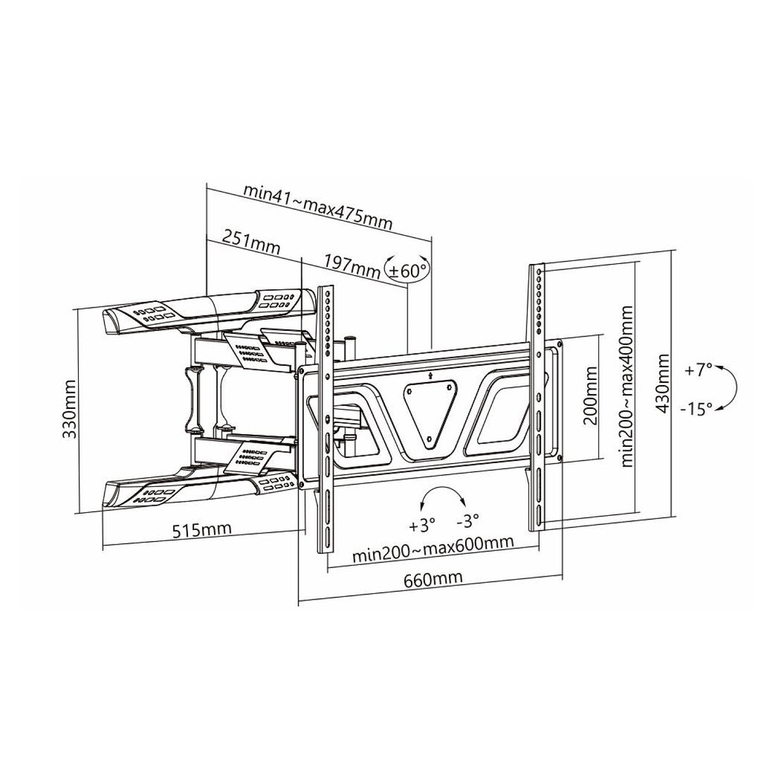 Support pour téléviseur ou moniteur 37-80 " noir max vesa 600x400 45kg Maclean MC-832