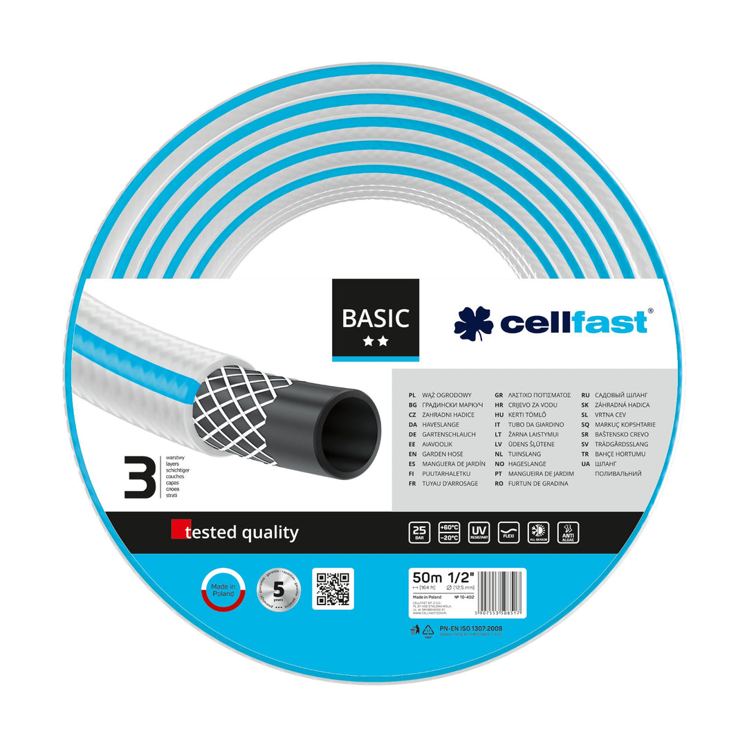 Tuyau d'arrosage Cellfast Basic 1/2 "50m Durable et flexible 10-402
