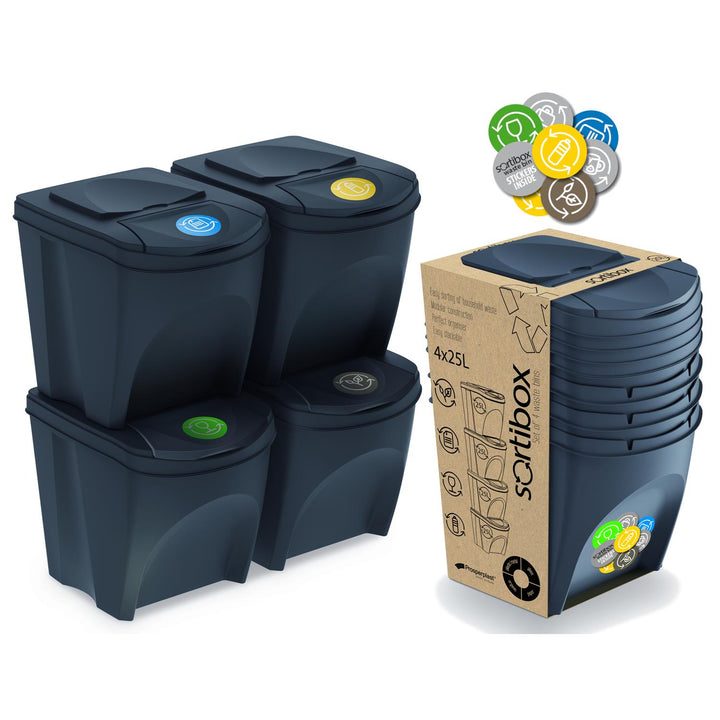 Sortibox 4x20L anthracite ensemble de paniers de tri