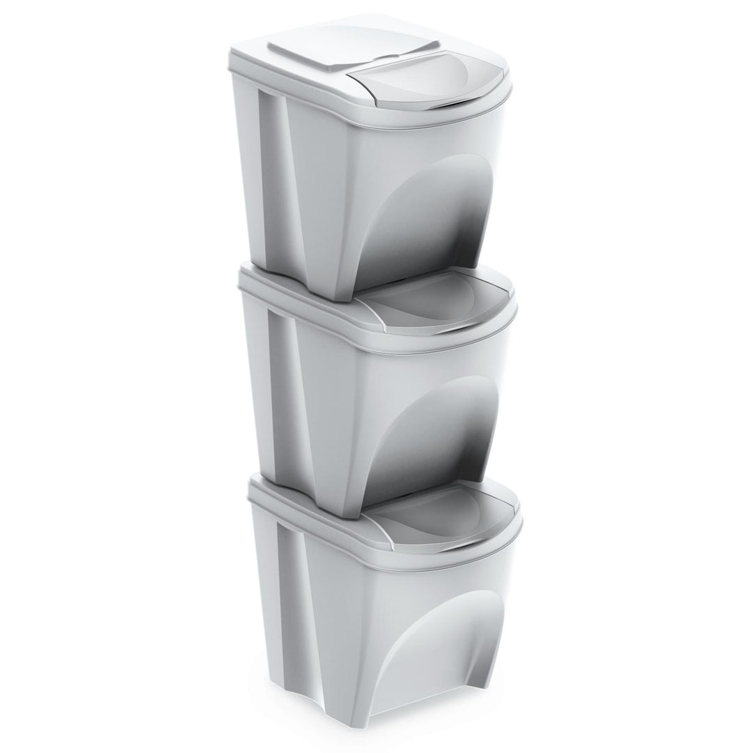 Conteneurs Mixtes Tri sélectif avec 3x25L compartiments blanc