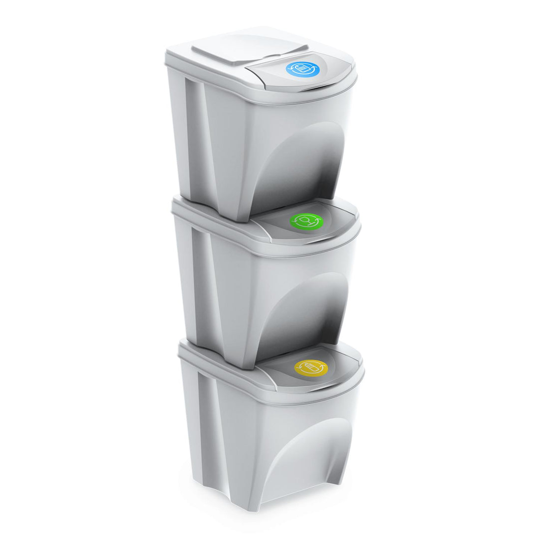 Conteneurs Mixtes Tri sélectif avec 3x25L compartiments blanc