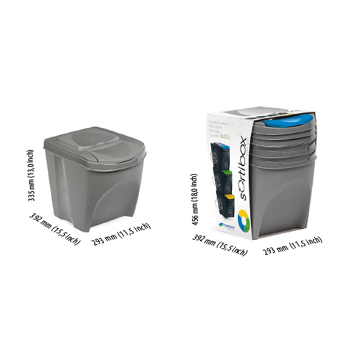Kit de tri des déchets Sortibox 3x25L gris
