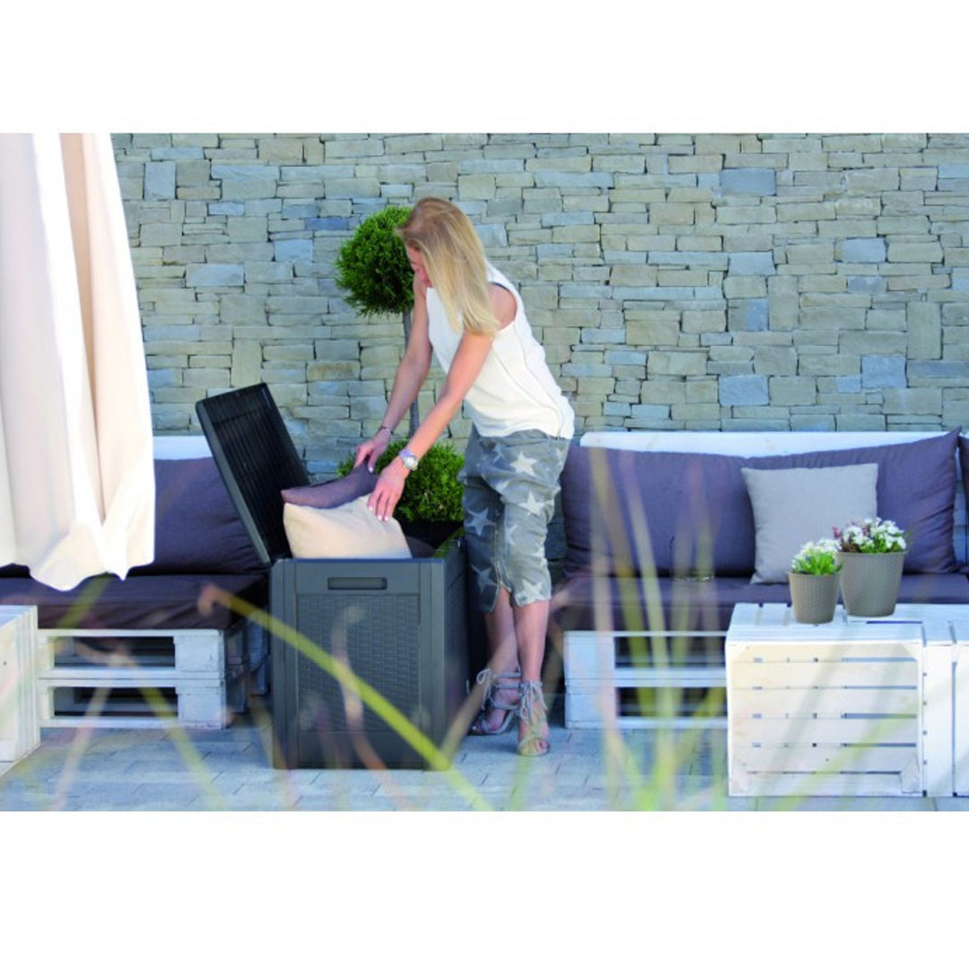 Coffre de jardin Boxe Rato Plus 290L anthracite, siège boite de rangement coffre