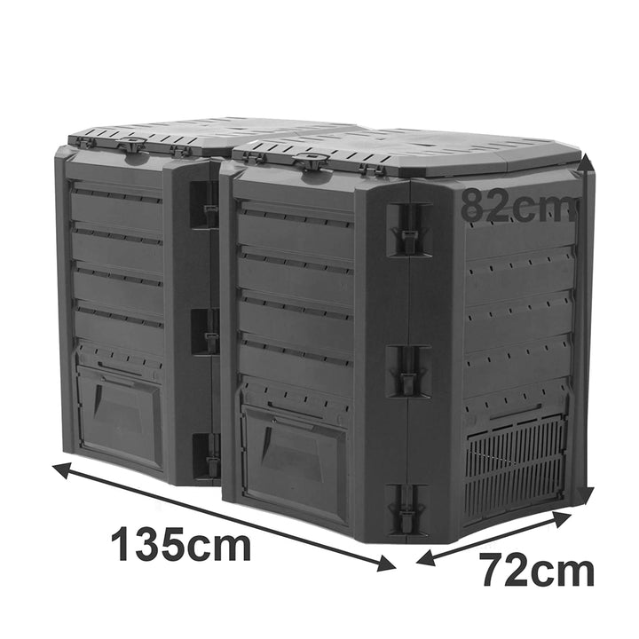 Composteur segmenté double 800L 2 modules Noir COMPOGREEN PROSPERPLAST