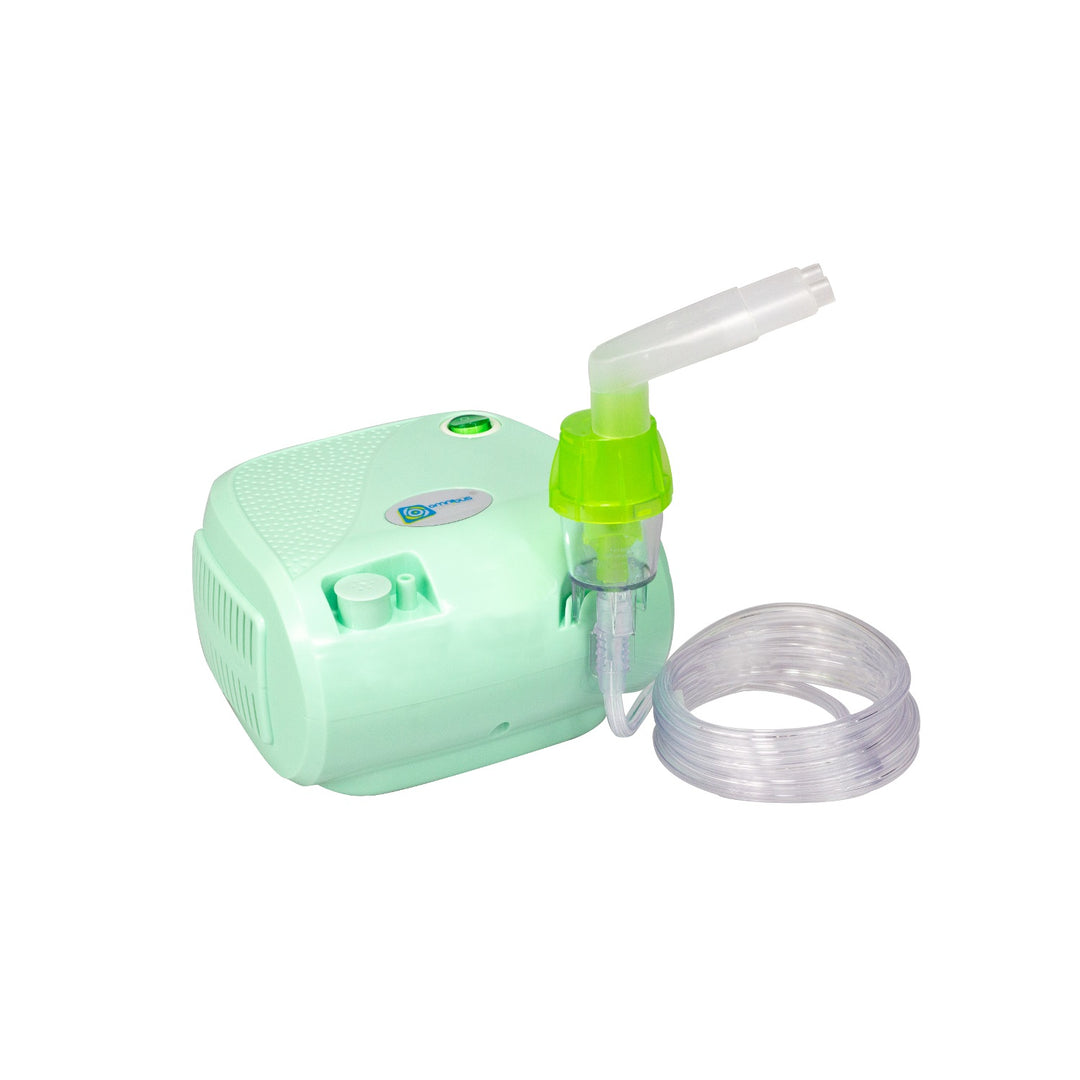 Inhalateur nébuliseur avec filtres, masques et tuyaux vert sac OMNIBUS BR-CN116 B