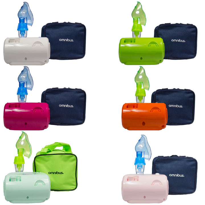 Inhalateur nébuliseur avec filtres, masques et tuyaux vert sac OMNIBUS BR-CN116 B