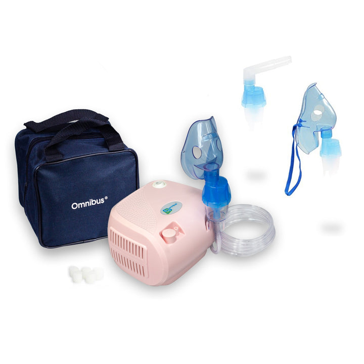 Inhalateur nébuliseur avec masques, tuyaux et filtres rose Omnibus BR-CN116B